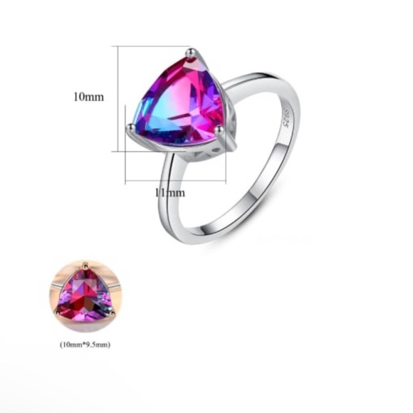 Solid Sterling Silver 925 Mystic Tourmaline Ring - Picture 9 of 9